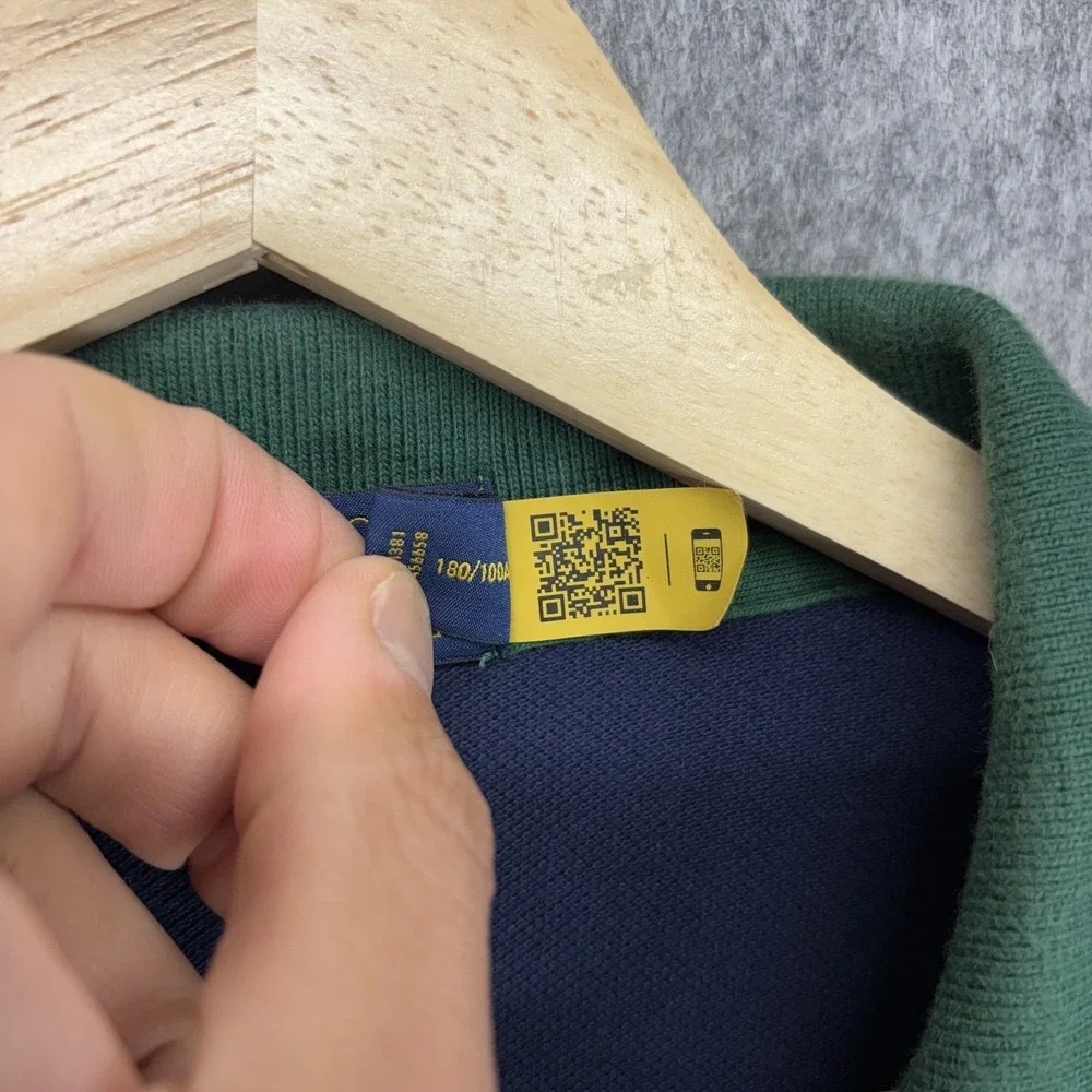 Polo Ralph Lauren Big Pony Shirt Men's Large Classic Fit Blue Yellow Cotton Y2K